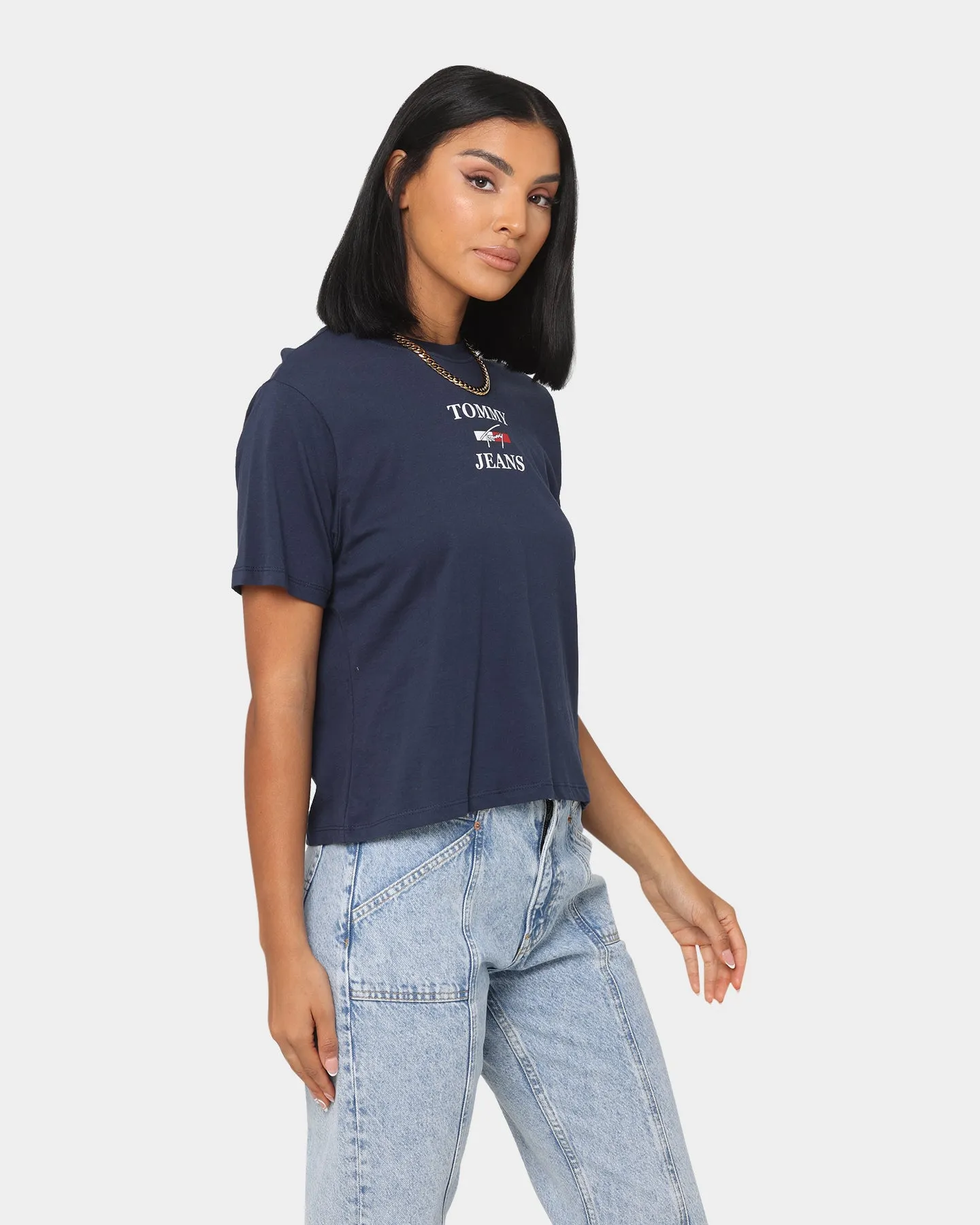 Tommy Jeans Women's Boxy Crop Essential Logo T-Shirt Twilight Navy