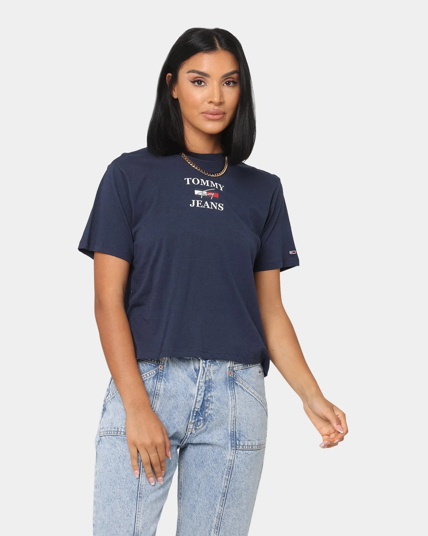 Tommy Jeans Women's Boxy Crop Essential Logo T-Shirt Twilight Navy