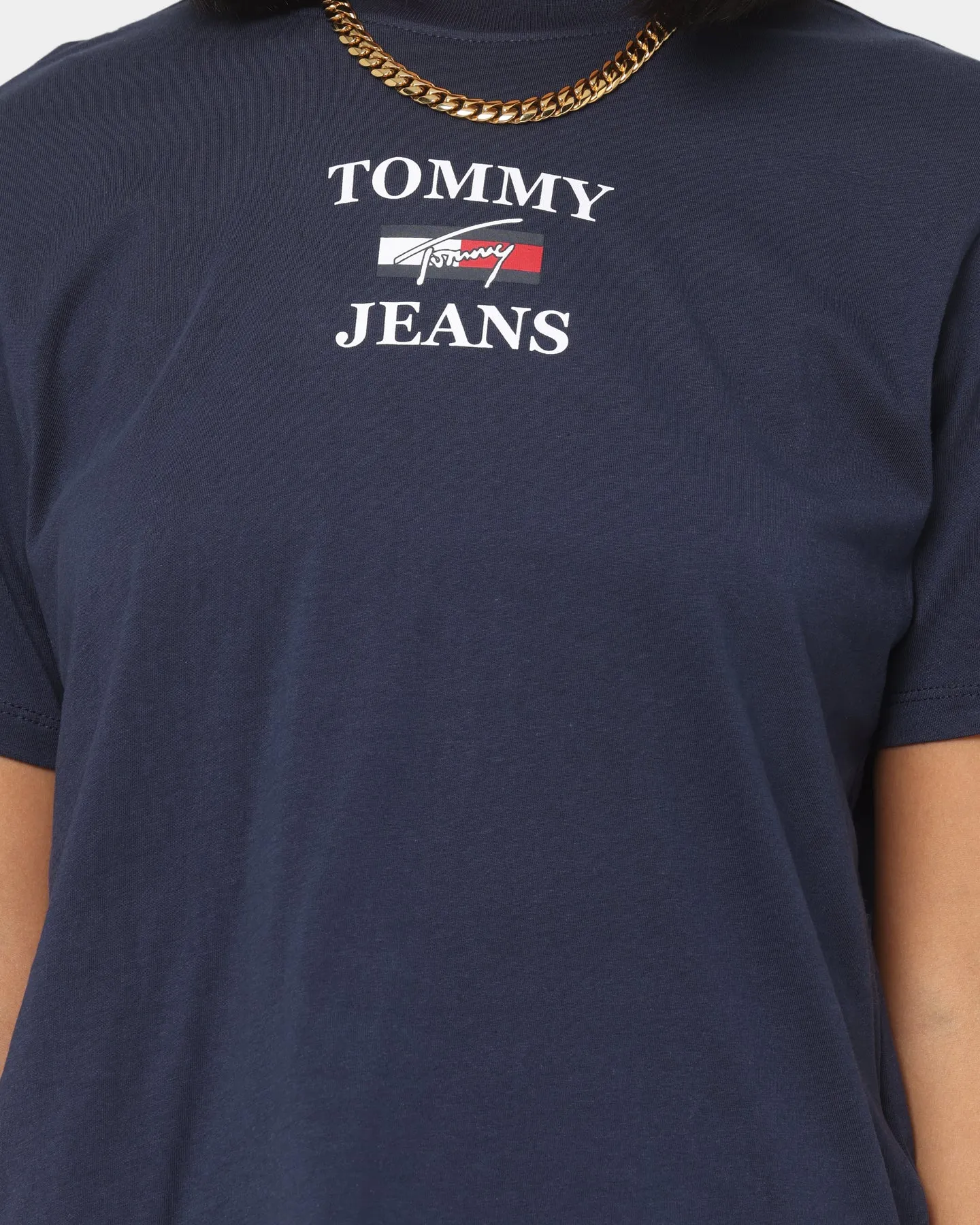 Tommy Jeans Women's Boxy Crop Essential Logo T-Shirt Twilight Navy