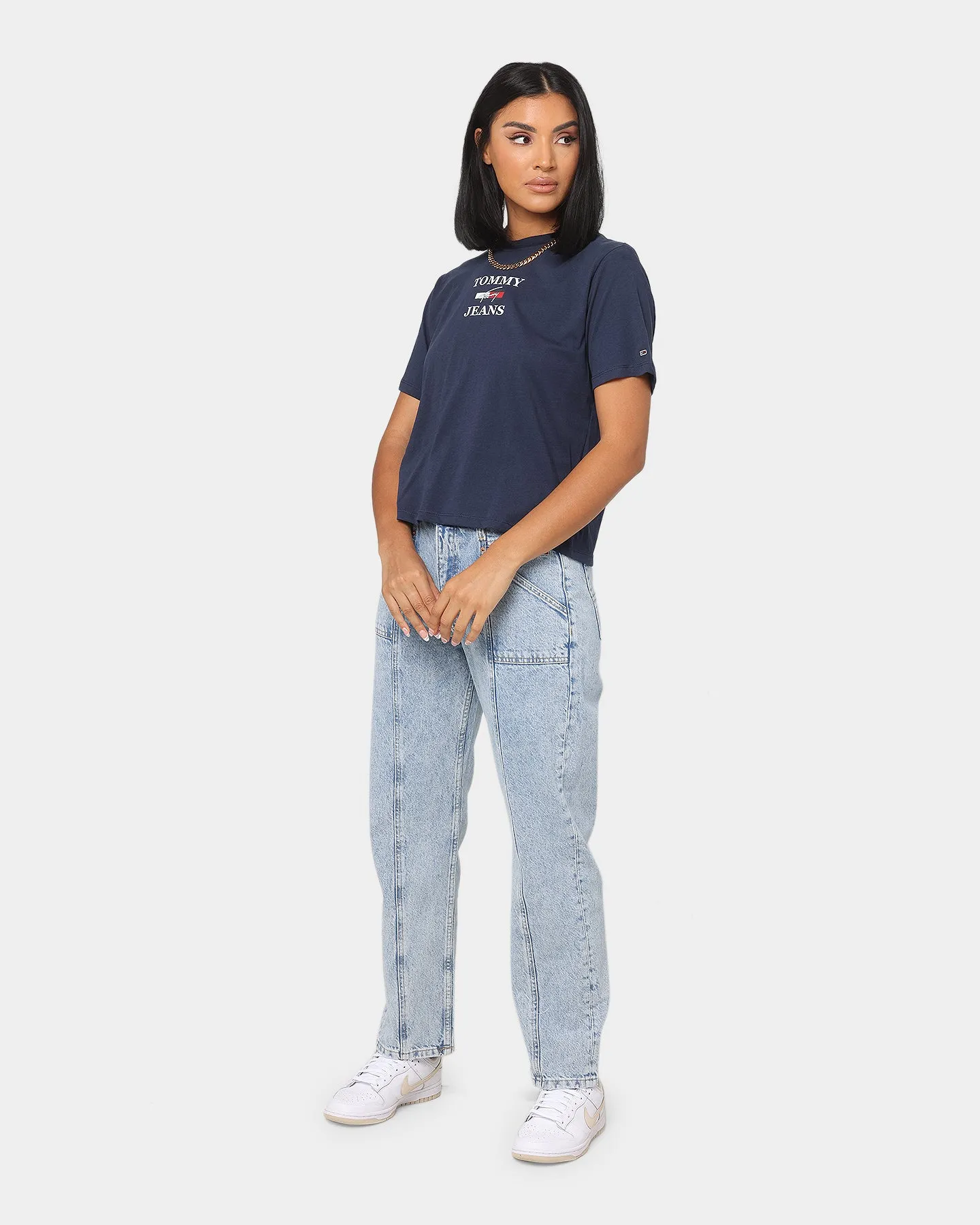 Tommy Jeans Women's Boxy Crop Essential Logo T-Shirt Twilight Navy