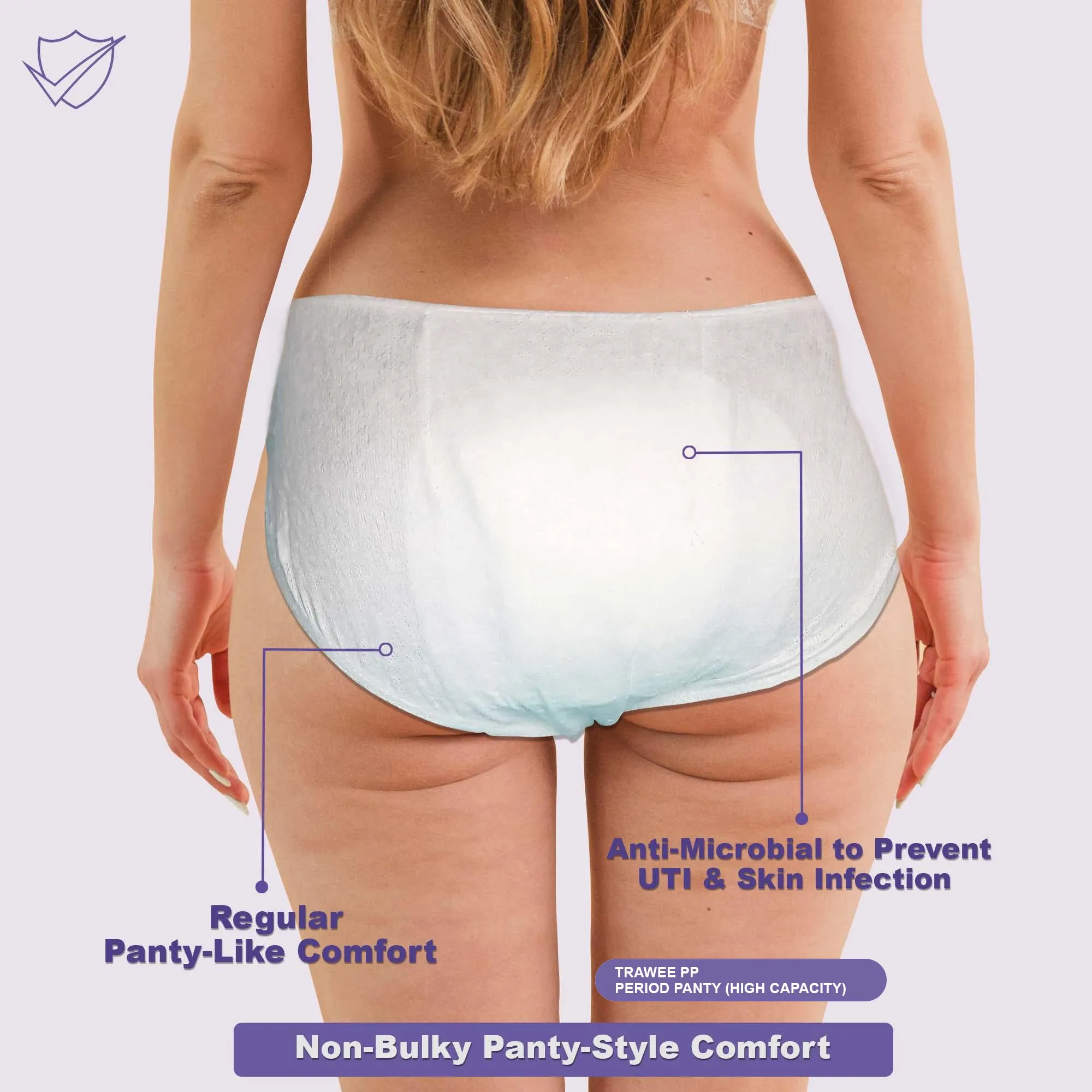TRAWEE Disposable Period Panties for Heavy Flow with High Absorption Capacity,Customised Fitting Overnight Protection- TRAWEE PP