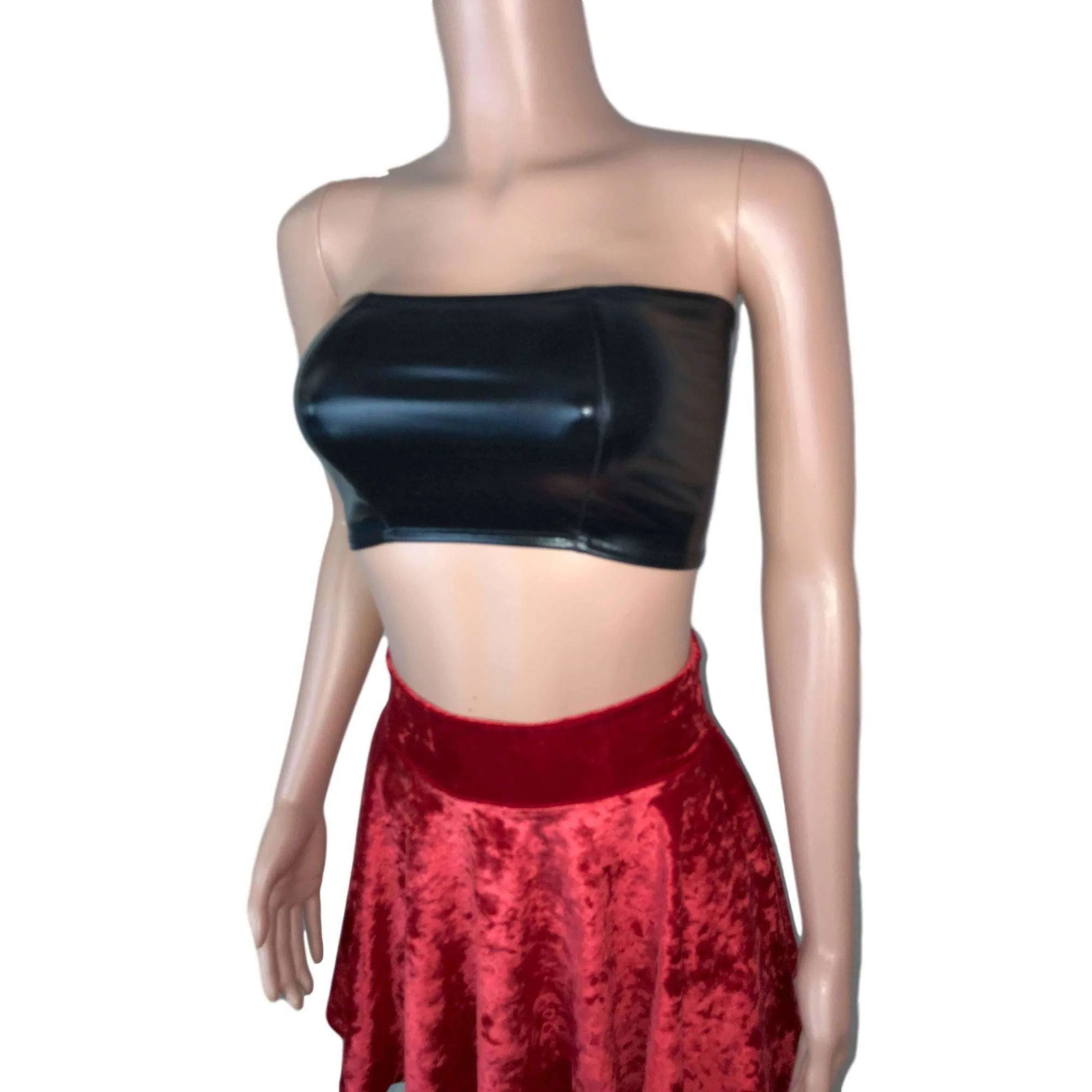 Tube Top Bandeau - Black Metallic "Wet Look"