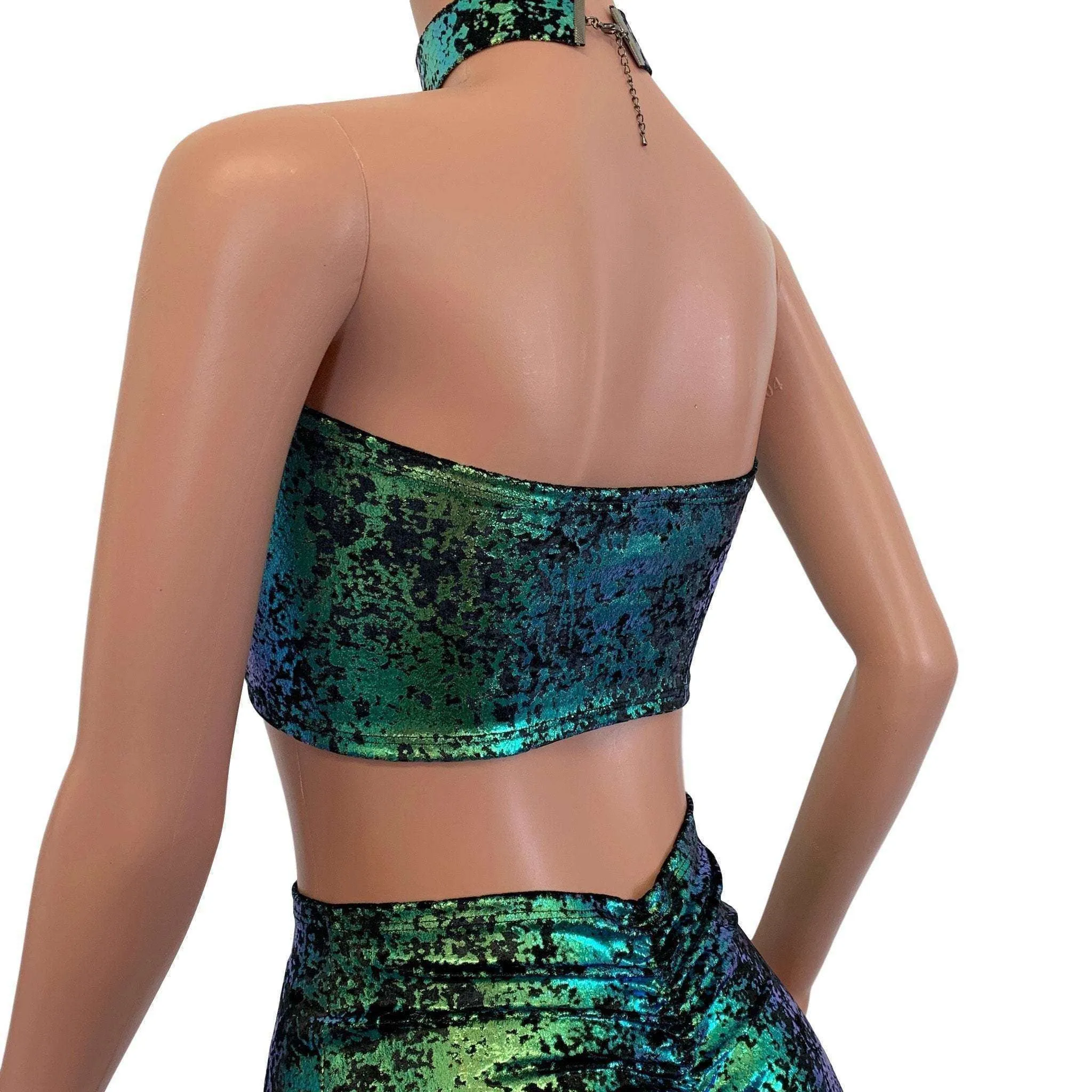 Tube Top Bandeau - Black w/Green Gilded Velvet