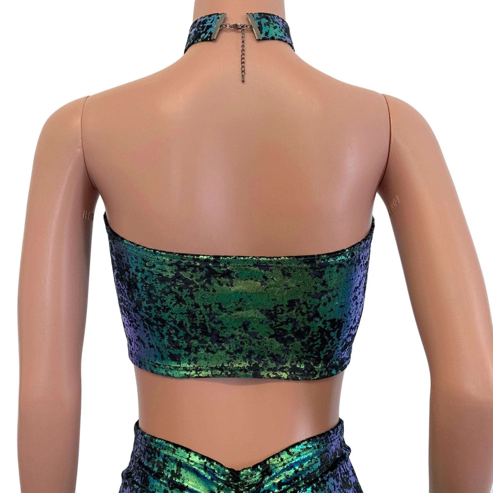 Tube Top Bandeau - Black w/Green Gilded Velvet