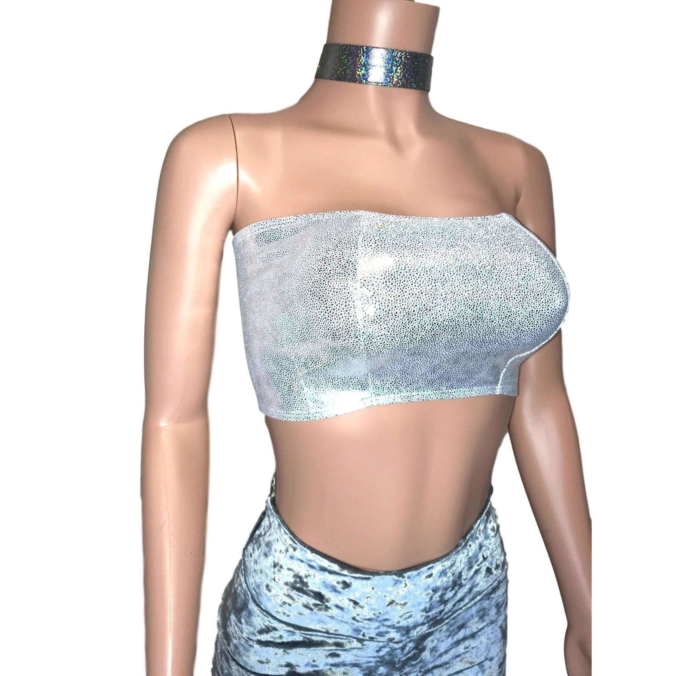 Tube Top Bandeau - Silver Holographic