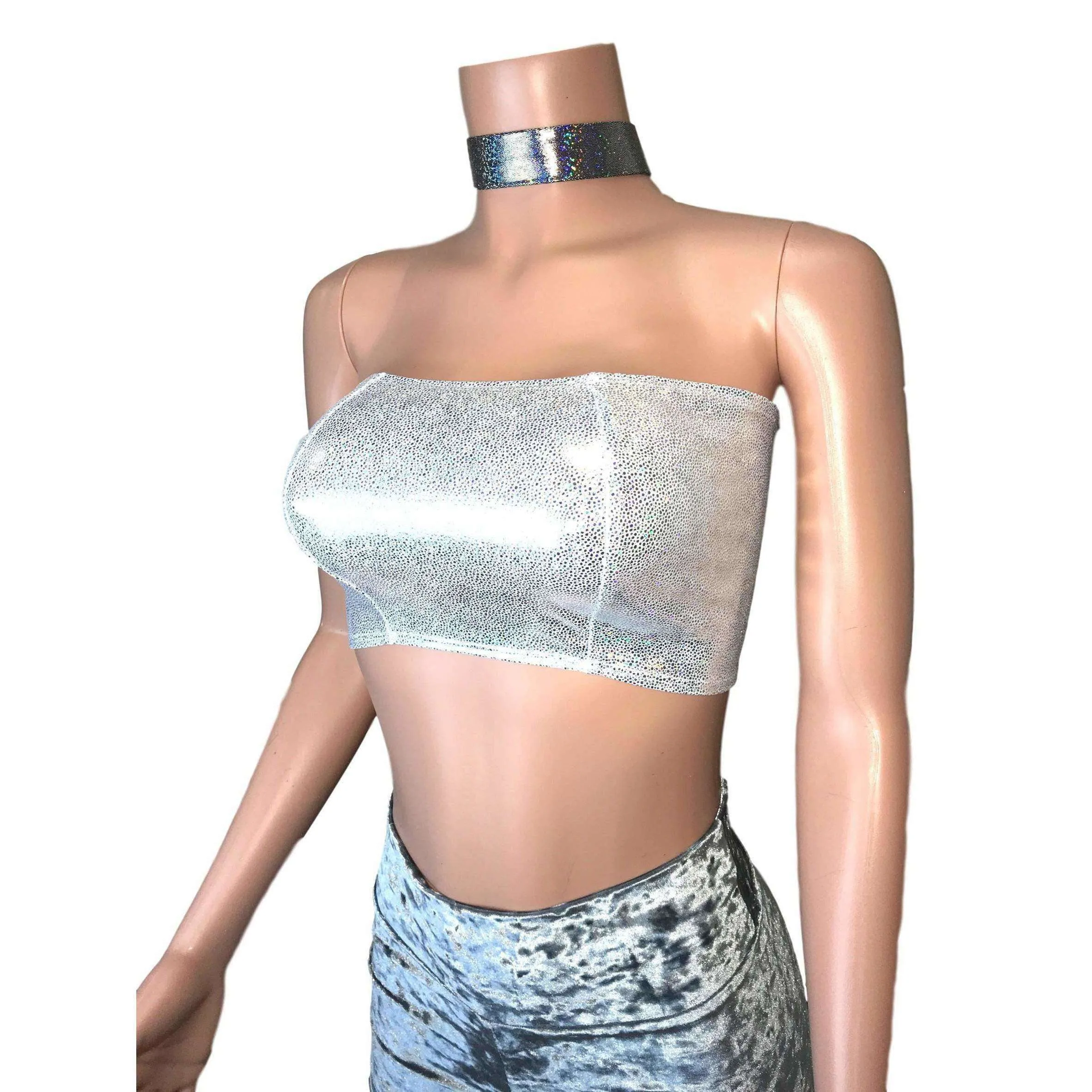 Tube Top Bandeau - Silver Holographic