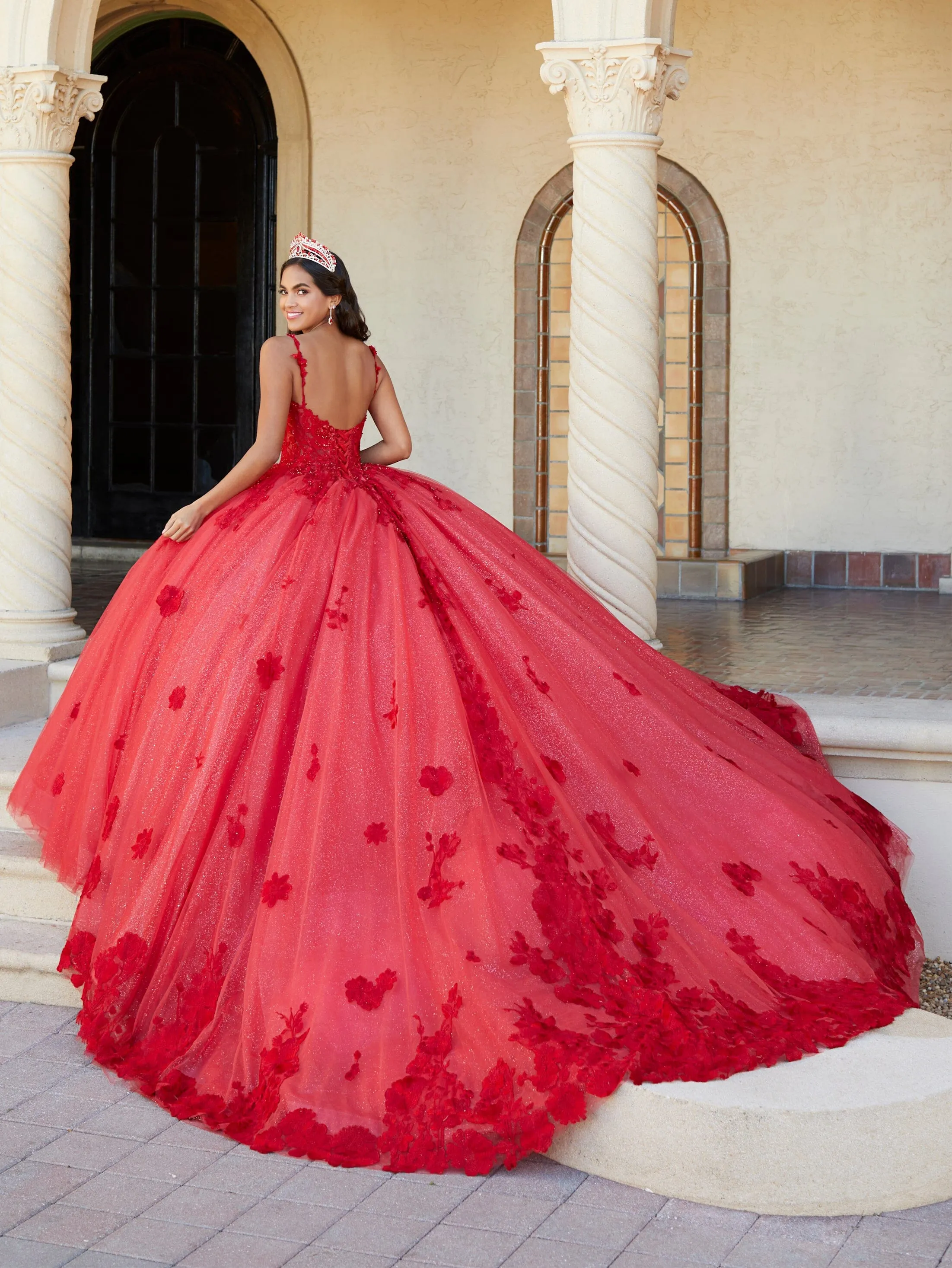 V-Neck Corset Quinceanera Dress by House of Wu 26064