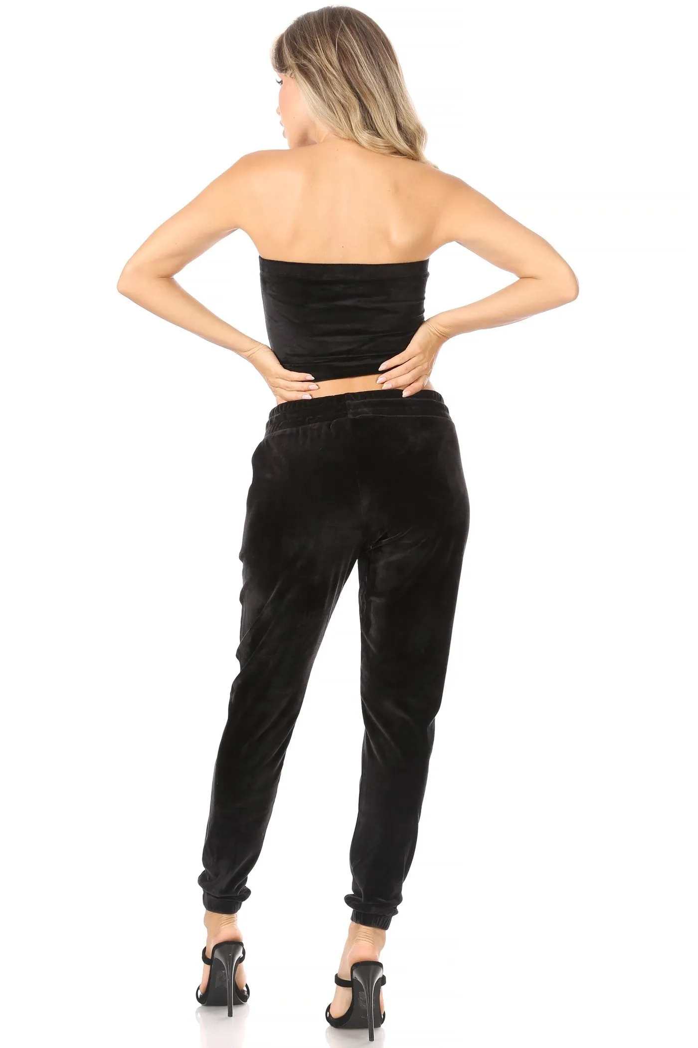 VELOUR CROPPED TUBE TOP