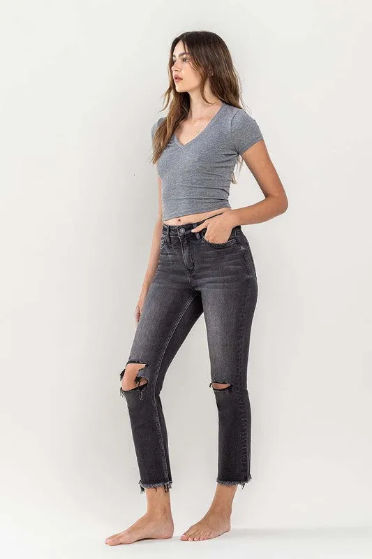 Vervet by Flying Monkey High Rise Stretch Distressed Crop Slim Straight