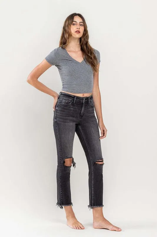 Vervet by Flying Monkey High Rise Stretch Distressed Crop Slim Straight
