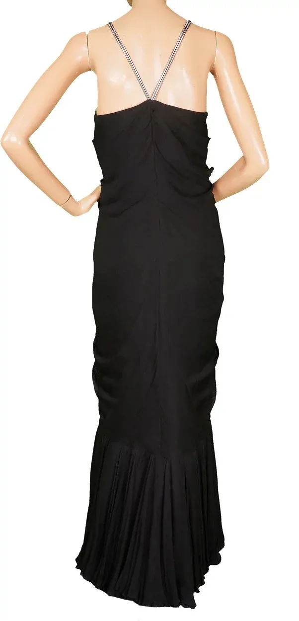 Vintage 1970s Black Silk Chiffon Gown by William Travilla