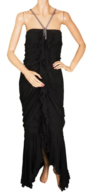 Vintage 1970s Black Silk Chiffon Gown by William Travilla