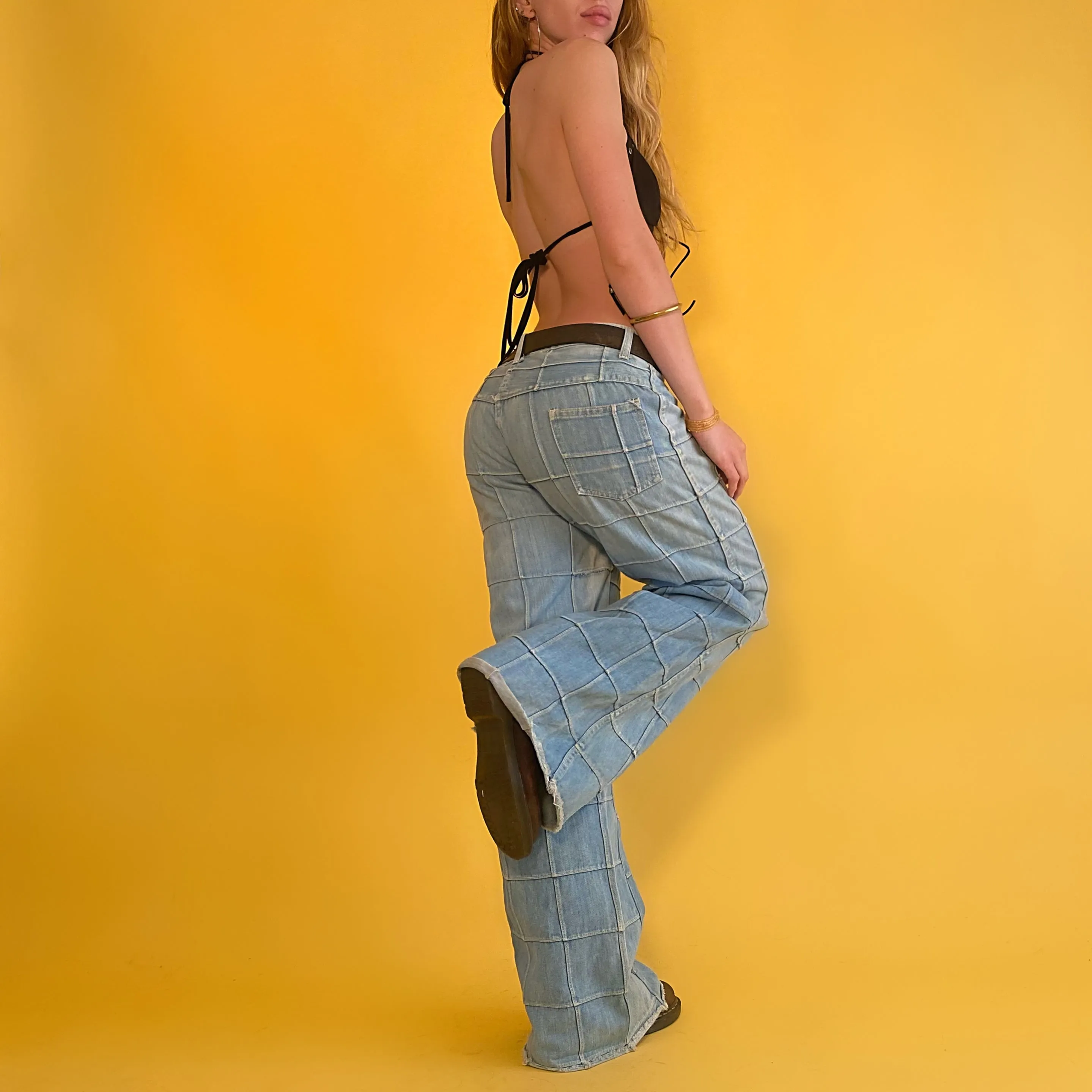 Vintage 70’s Light Wash Patchwork Jeans - Large