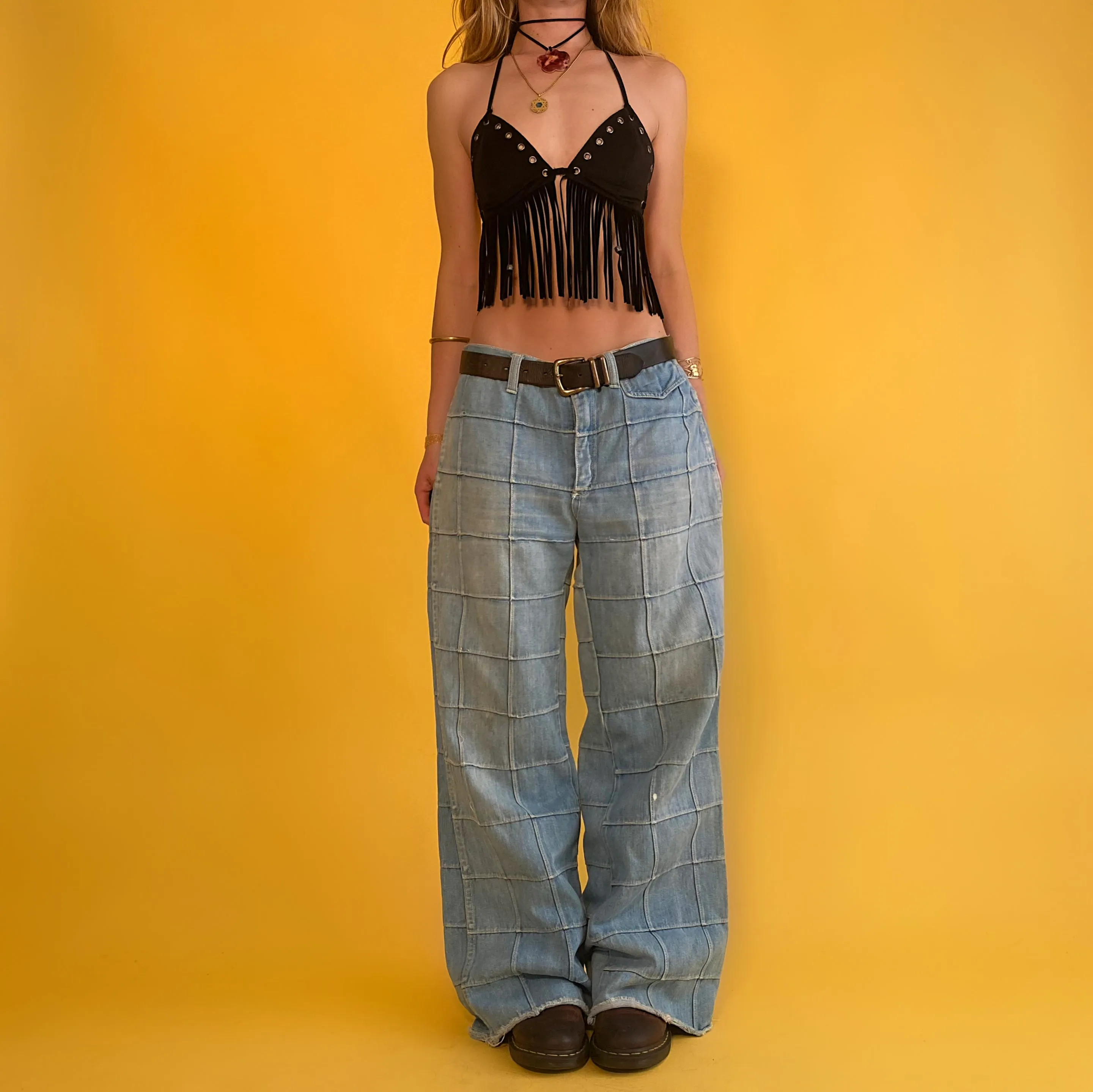 Vintage 70’s Light Wash Patchwork Jeans - Large