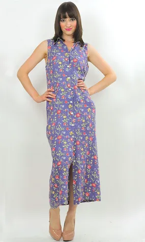 Vintage 90s Grunge Boho mini floral button maxi dress