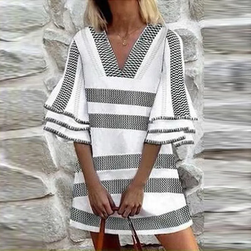 Vintage Ruffle Half Sleeve A-Line Party Dress