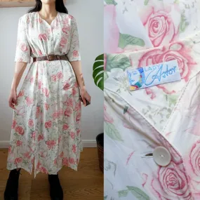 Vintage white floral Dress size L