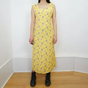 Vintage yellow floral Dress size L