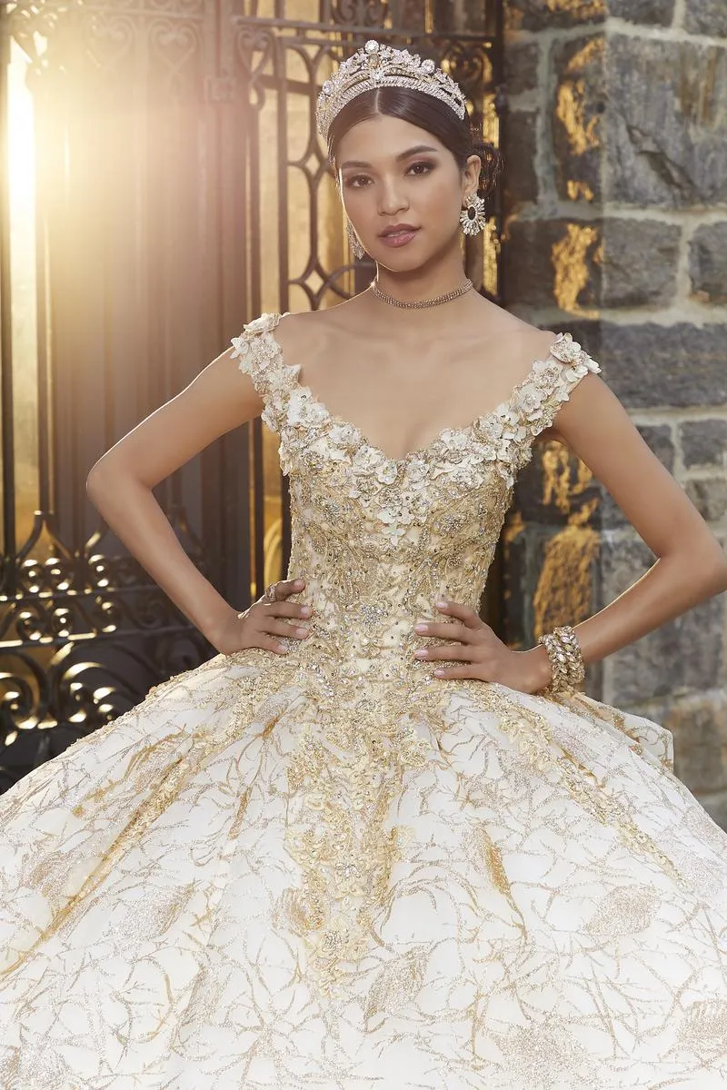 Vizcaya by Morilee Metallic Floral Quince Dress 89335