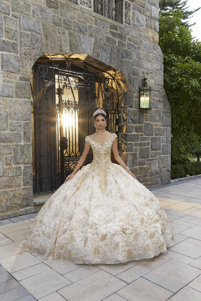 Vizcaya by Morilee Metallic Floral Quince Dress 89335