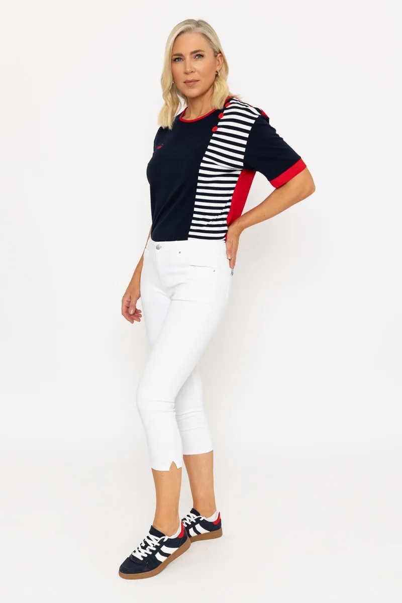 White Crop Stretch Jeans