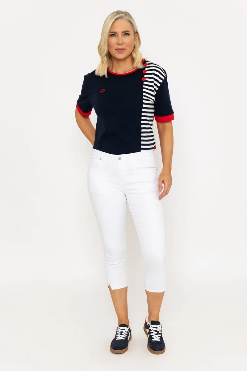 White Crop Stretch Jeans