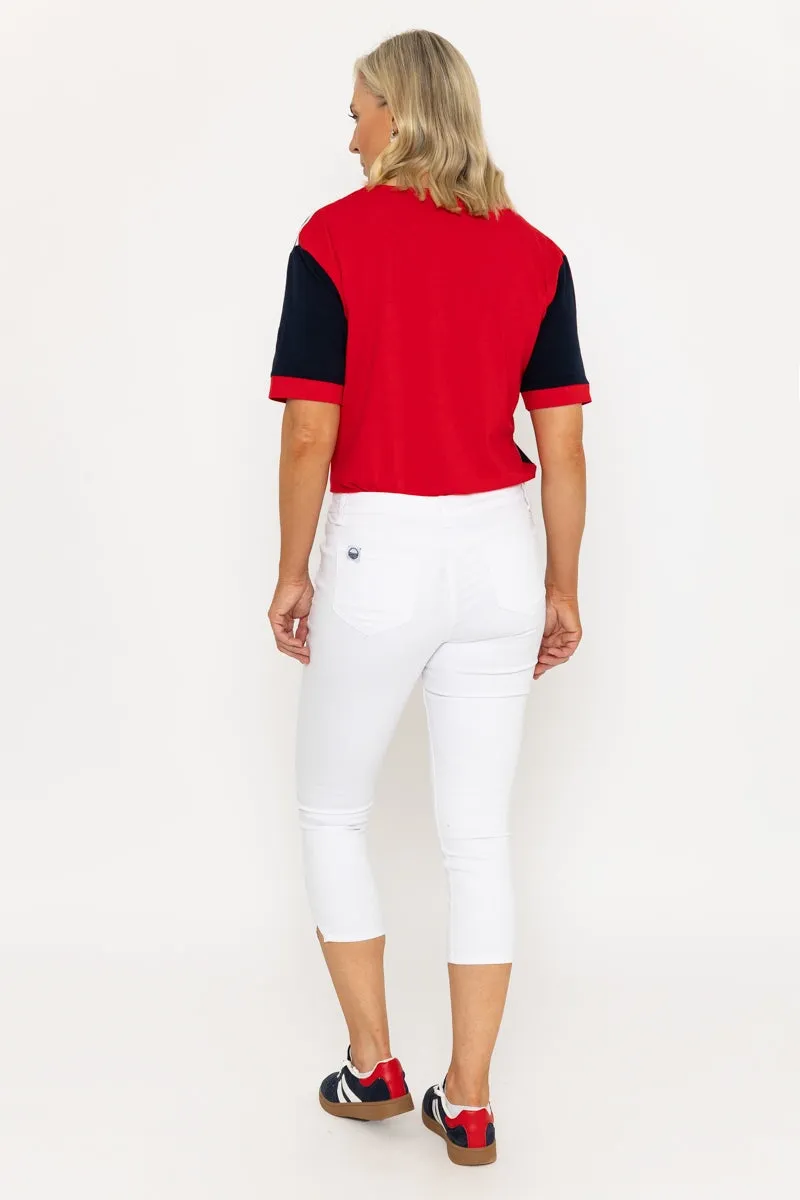 White Crop Stretch Jeans