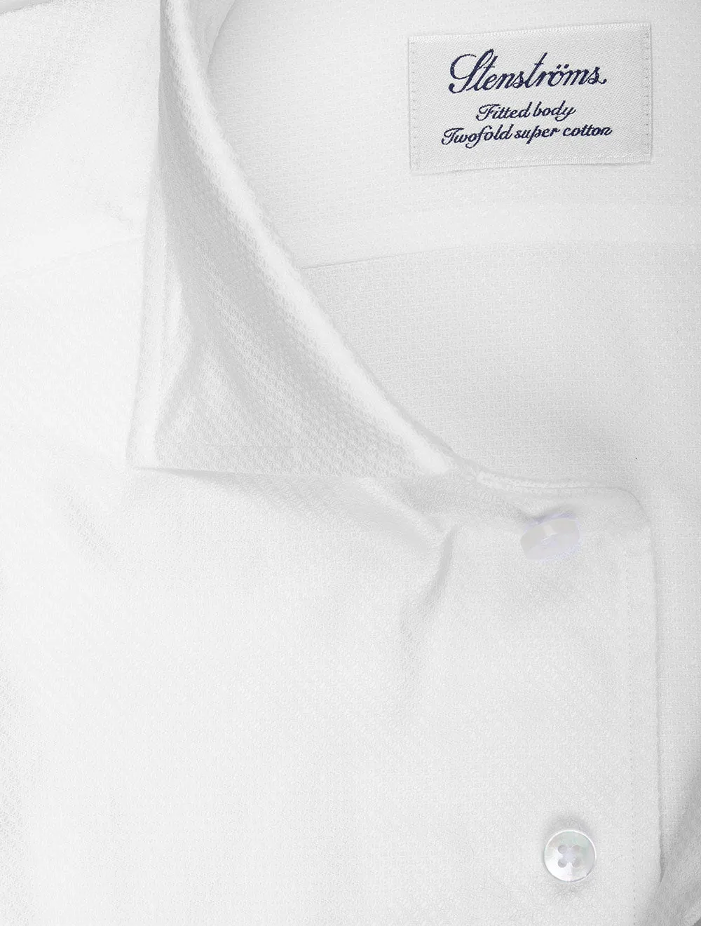 White Textured Cotton Fitted Body Shirt