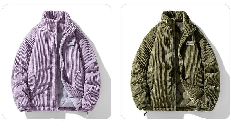 Winter Corduroy Parka Jacket for Men – Stylish & Warm Autumn Puffer