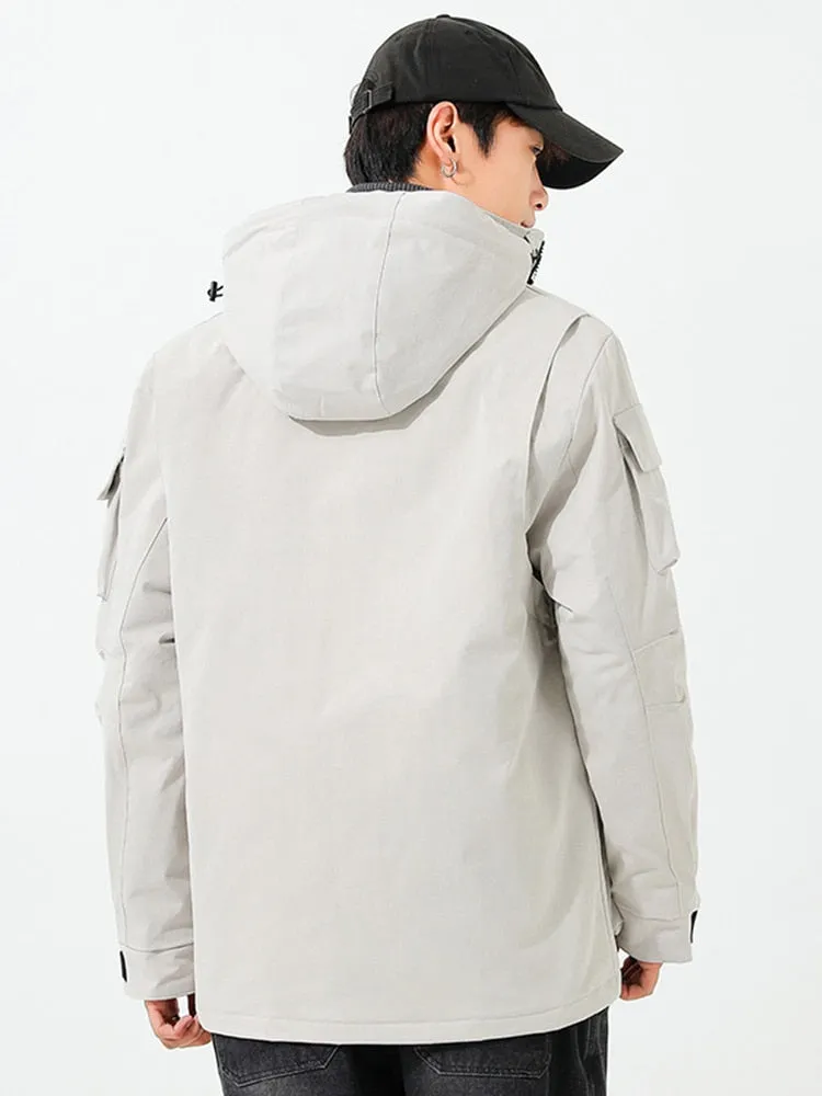 Winter Multi-Pockets Warm Parka Jacket Plus Size 8XL Hooded Waterproof Windbreaker