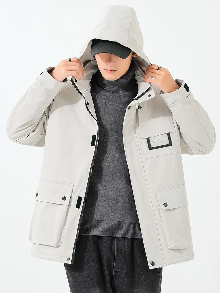 Winter Multi-Pockets Warm Parka Jacket Plus Size 8XL Hooded Waterproof Windbreaker