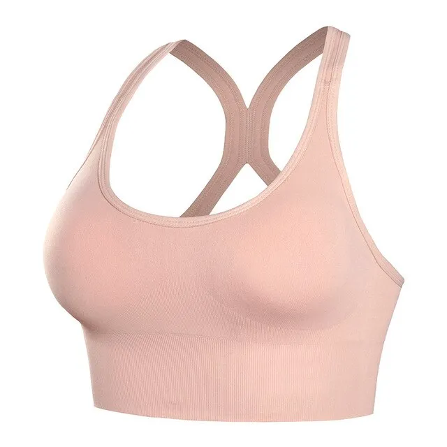 Women Cross Back Sport Bra Seamless Push Up Female Sportswear Brassiere Fitness Shockproof Gym Running Workout Tank Vest Top