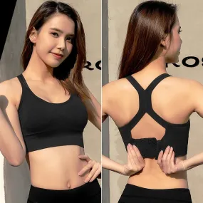 Women Cross Back Sport Bra Seamless Push Up Female Sportswear Brassiere Fitness Shockproof Gym Running Workout Tank Vest Top