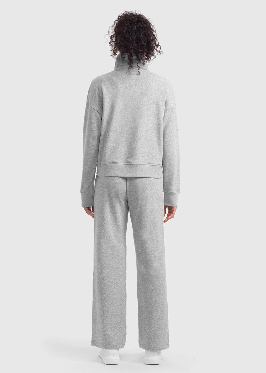 Women's 1/2 Zip Stand collar Pullover And Wide Leg Pants