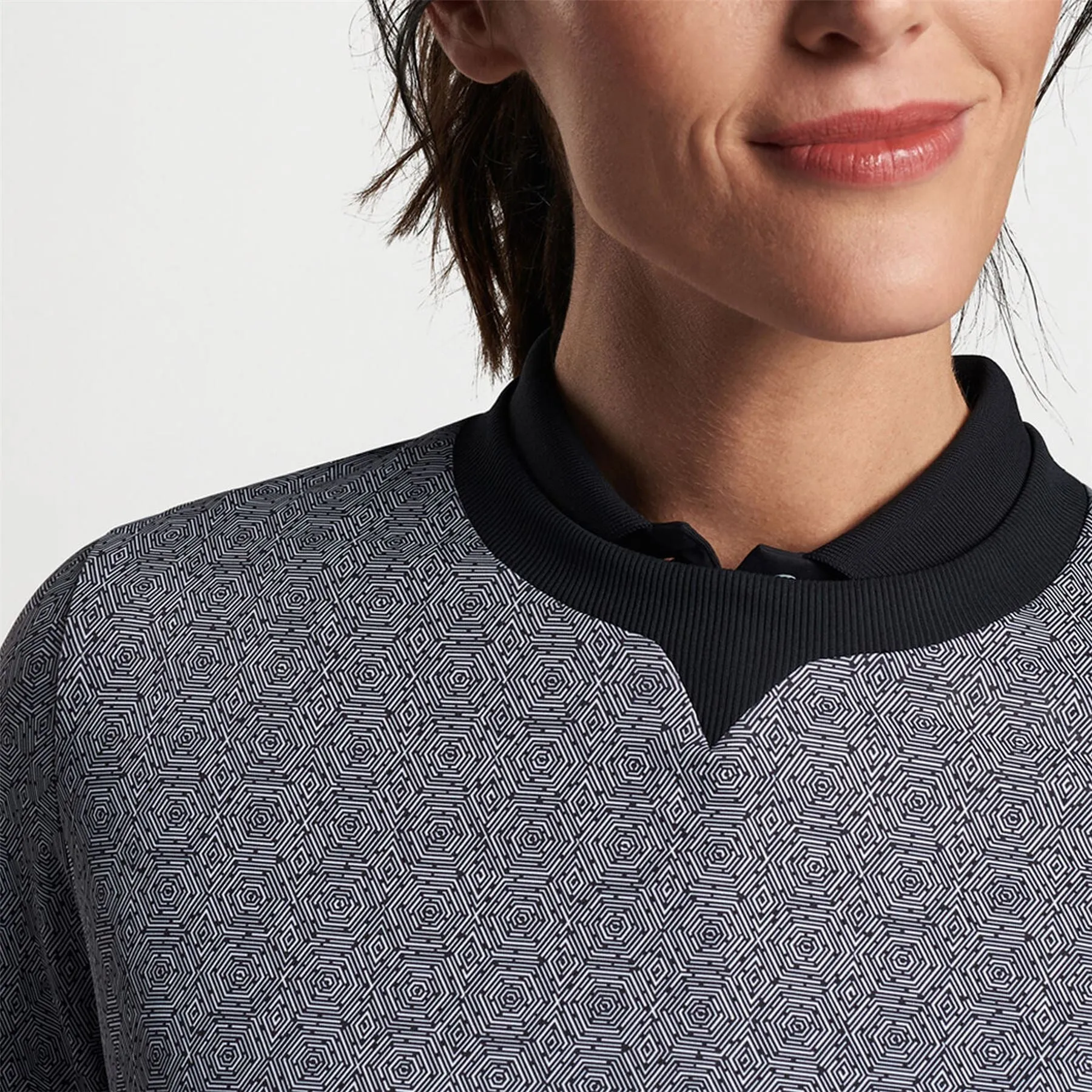 Womens Hexagons Print Birdie Sport Sweatshirt Black - SS24