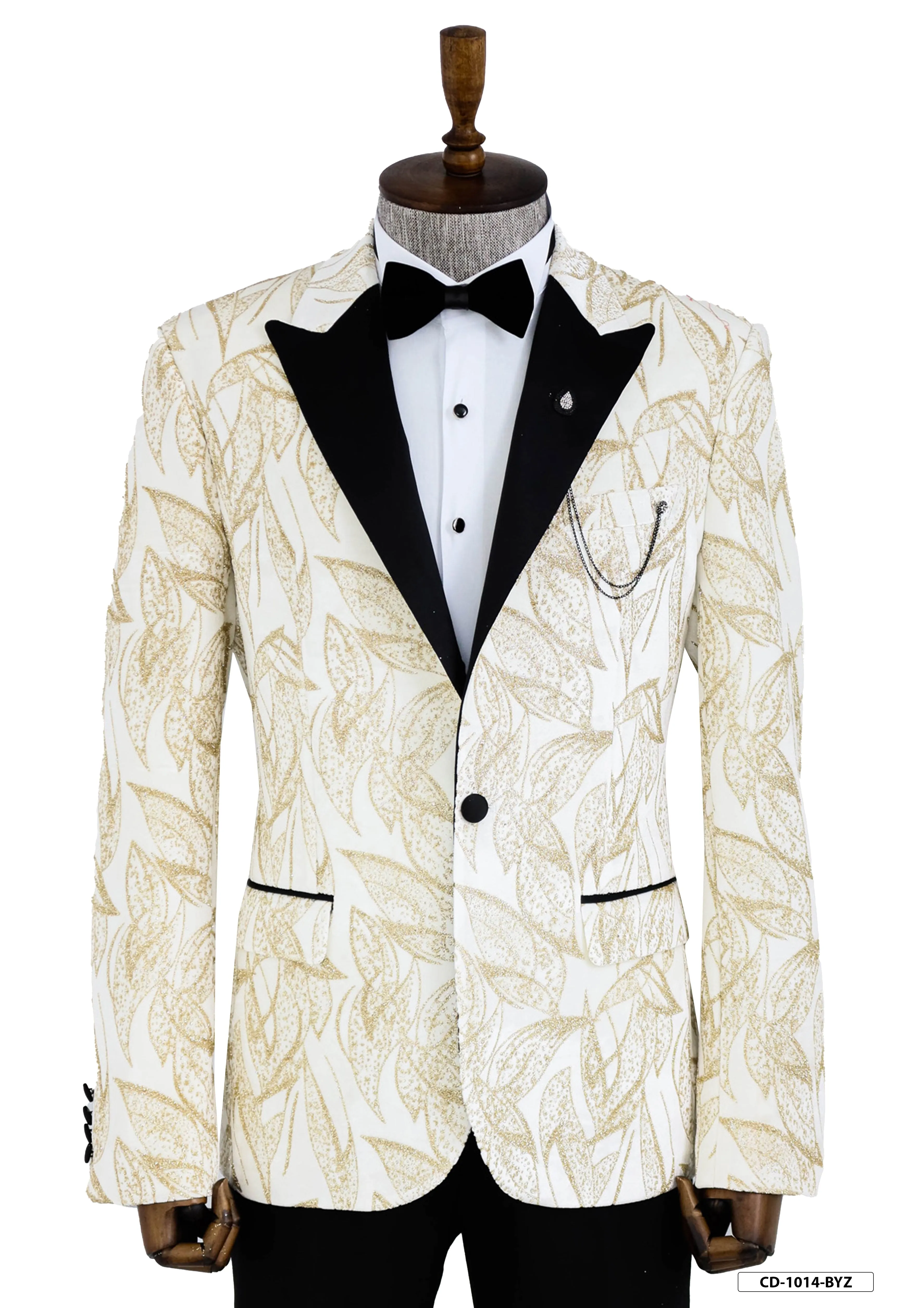 WSS Glittery Slim Fit White Men Prom Blazer  - Singen