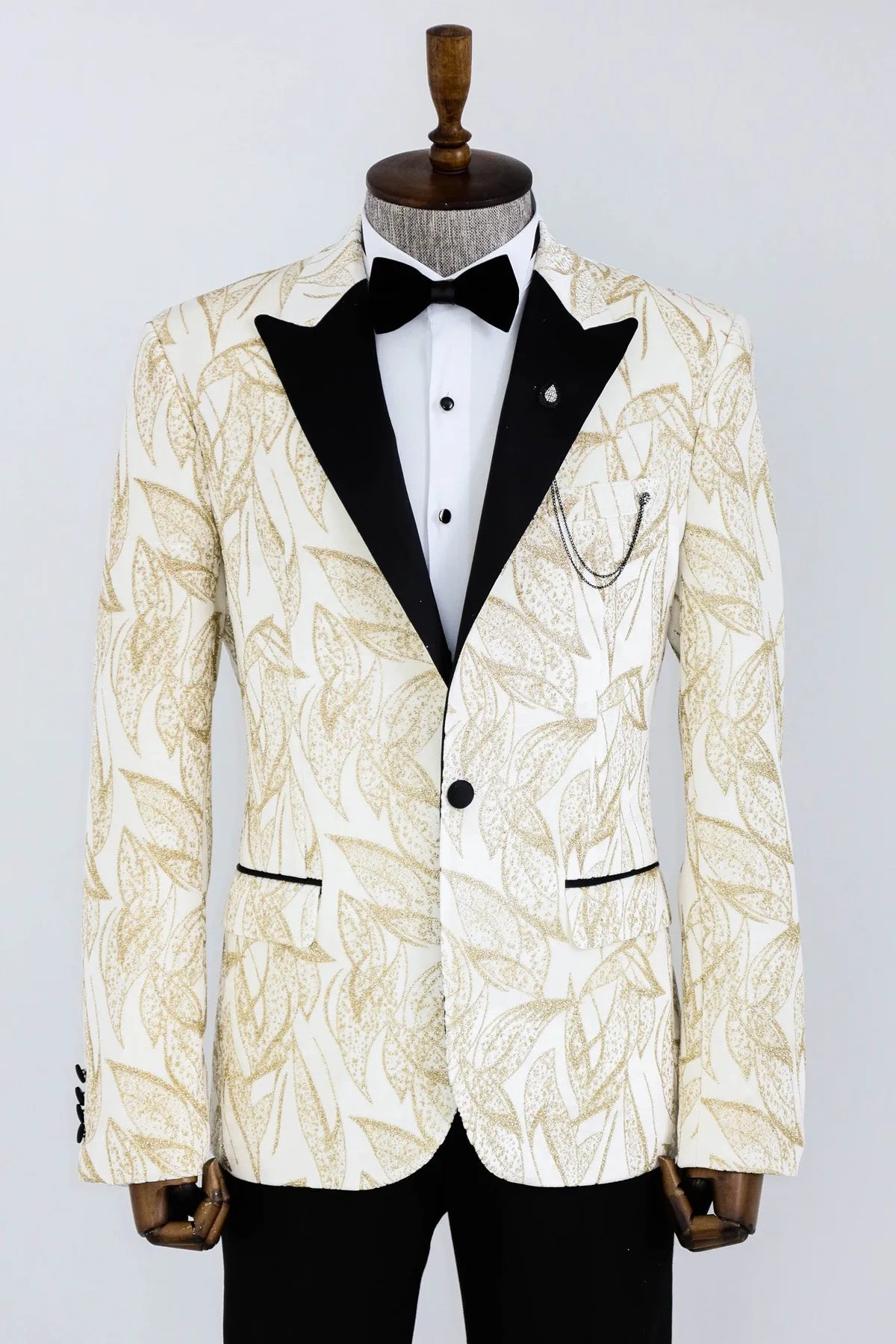 WSS Glittery Slim Fit White Men Prom Blazer  - Singen