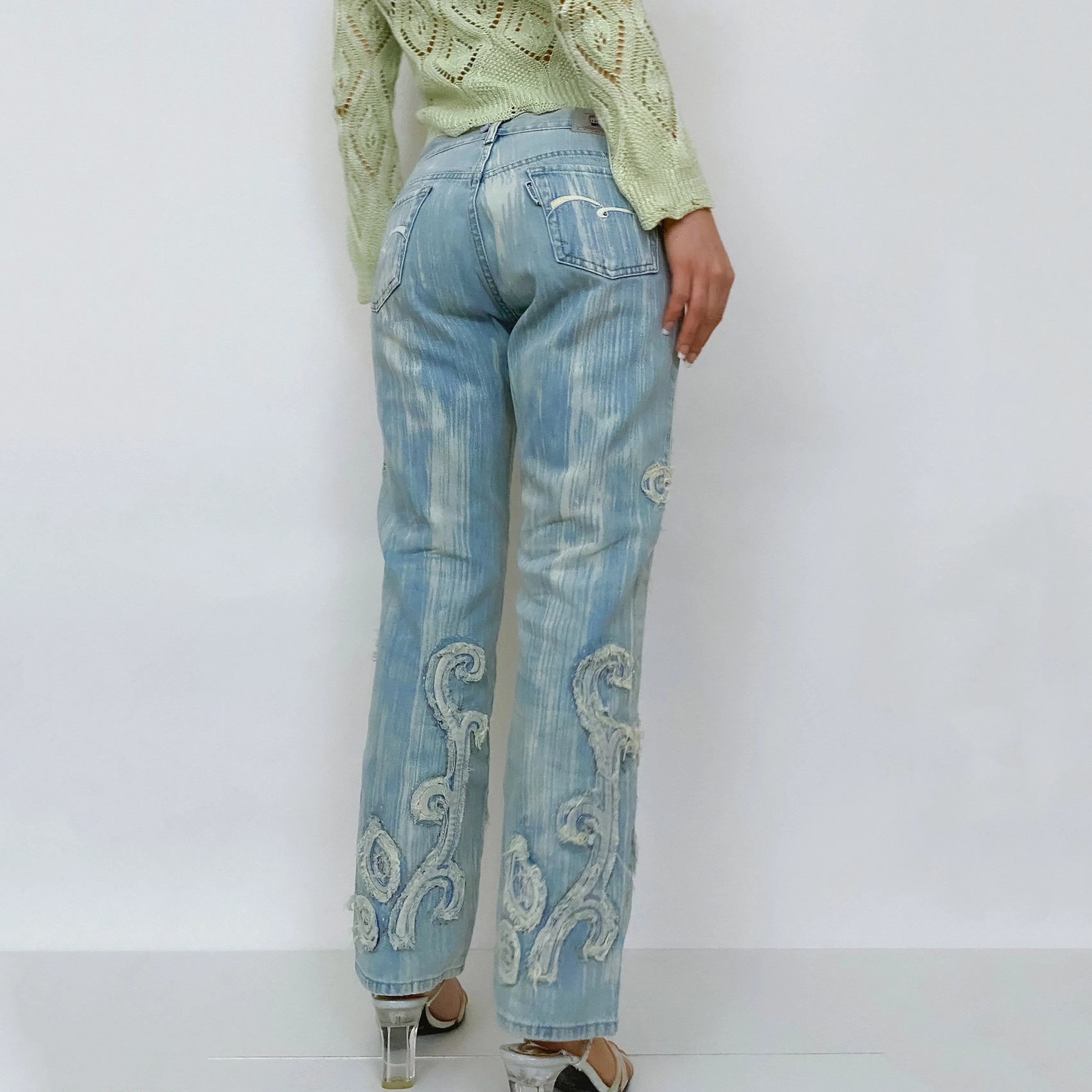 Y2K Funky Floral Frayed Jeans