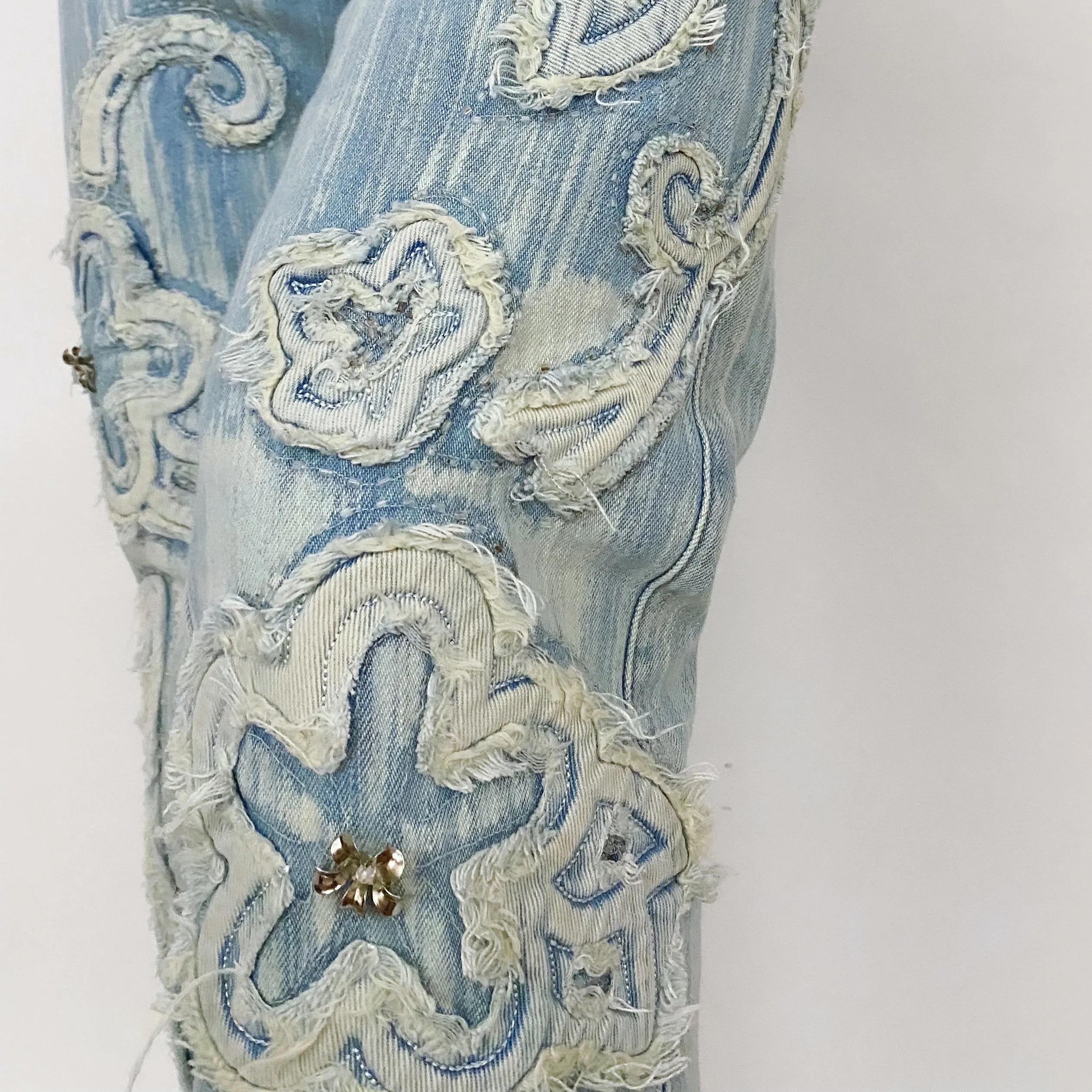 Y2K Funky Floral Frayed Jeans