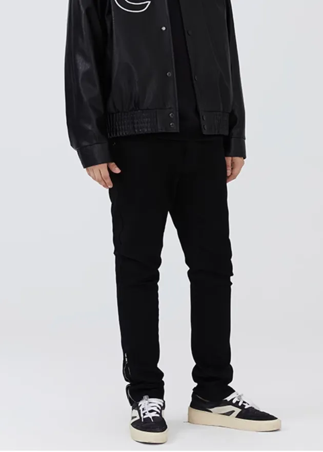 Zipped Bottom Straight Leg Jeans