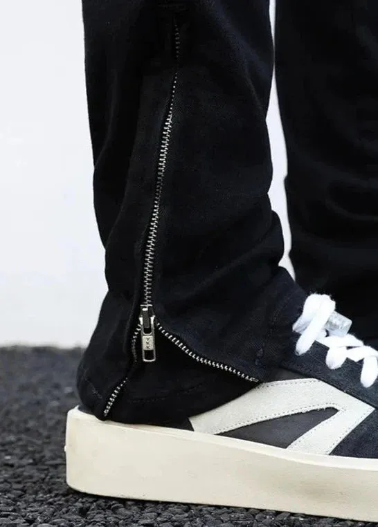 Zipped Bottom Straight Leg Jeans