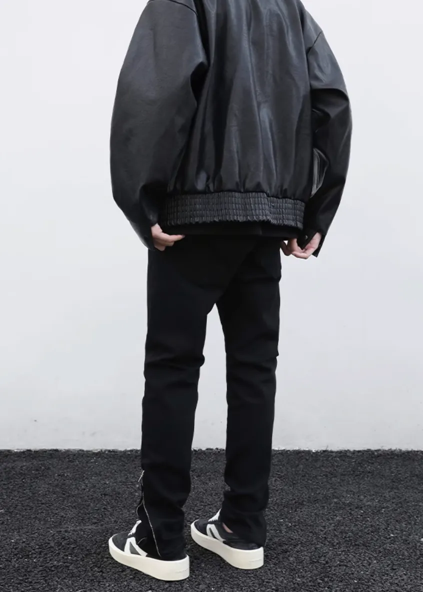 Zipped Bottom Straight Leg Jeans