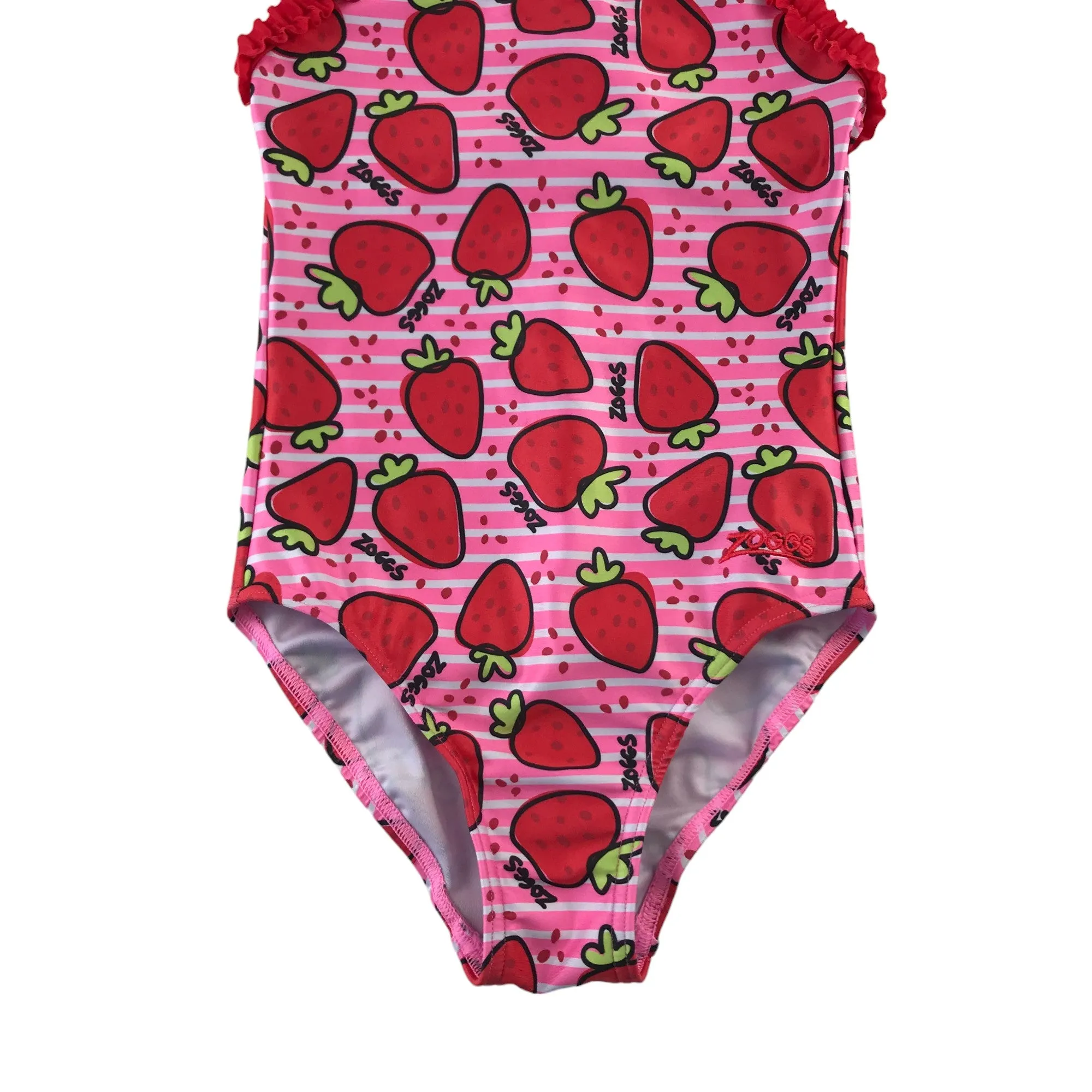 Zoggs swimsuit 4-5 years pink and red strawberries one piece cossie