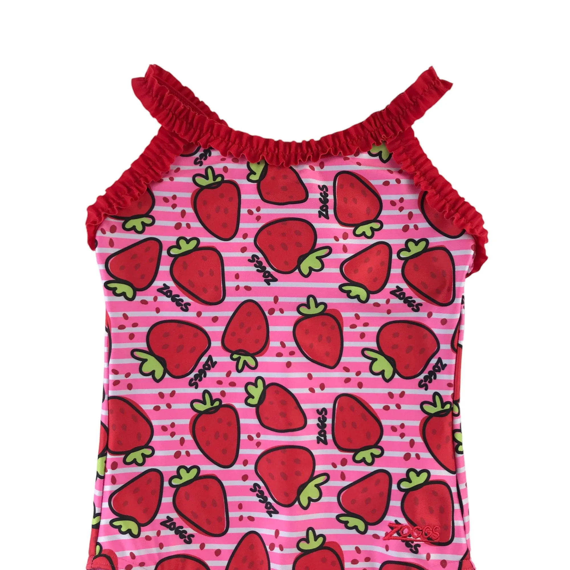 Zoggs swimsuit 4-5 years pink and red strawberries one piece cossie