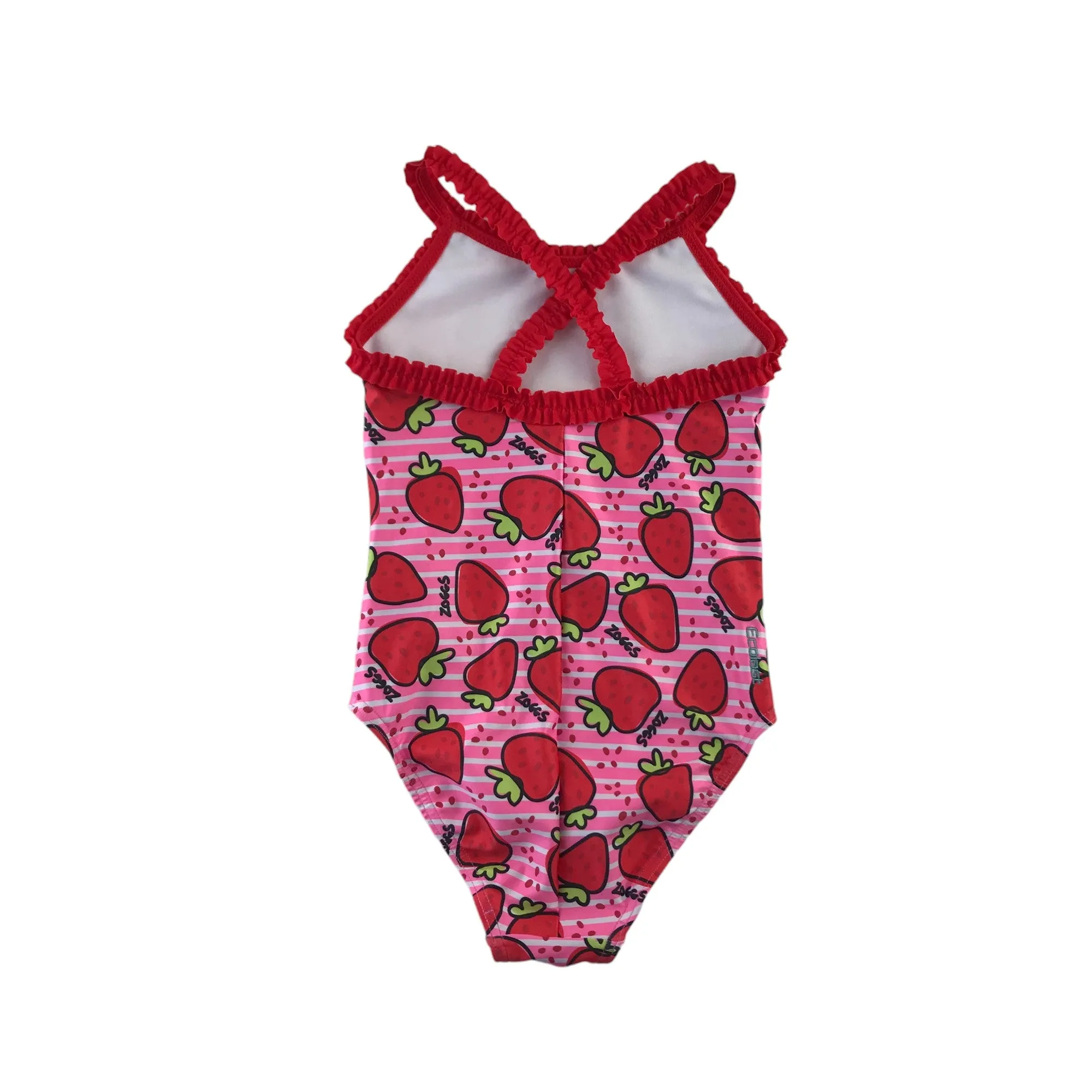 Zoggs swimsuit 4-5 years pink and red strawberries one piece cossie